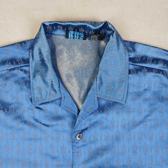 MT:2 XL Mens Shirt Vinatge Y2K 2001 Skulls Tribal Rayon Nylon Casual Jacquard - Picture 4 of 16